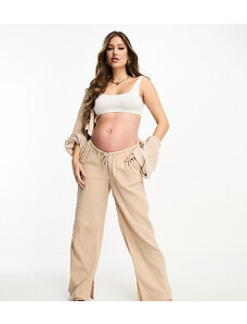 ASOS Maternity Pantalones color piedra sin cierres de bambula de ASOS DESIGN Maternity-Beis neutro