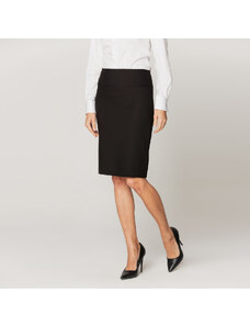 Willsoor Falda recta para mujer en color negro con estampado liso 15081