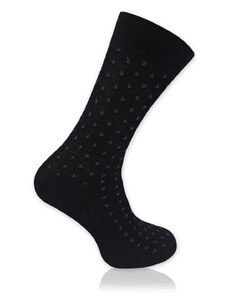 Willsoor Calcetines para hombre en negro con estampado geométrico 15165