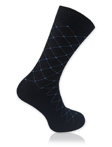 Willsoor Calcetines para hombre en negro con estampado azul de lunares 15166