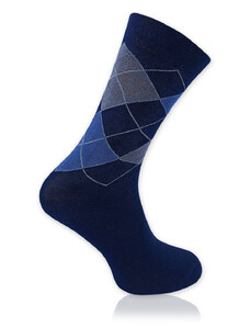 Willsoor Calcetines para hombre en color azul oscuro con estampado de cuadros bicolor 15168