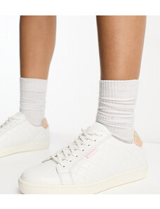 Zapatillas de deporte blancas guateadas de cuero Bridget exclusivas de Barbour x ASOS-Blanco
