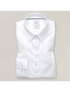 Willsoor Camisa para mujer talla larga color blanco con un estampado liso 15160