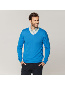 Willsoor Suéter Color Azul Con Un Estampado Liso Para Hombre 15203