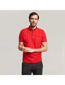 Willsoor Camisa tipo polo para hombre en color rojo con elementos a contraste 14924