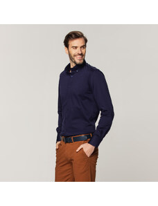 Willsoor Camisa clásica para hombre en color azul oscuro con estampado liso 15069