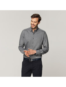 Willsoor Camisa clásica para hombre en color gris con estampado liso 15067