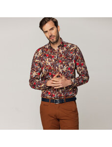 Willsoor Camisa Slim Fit Con Estampado Colorido De Flores Y Hojas Para Hombre 15094
