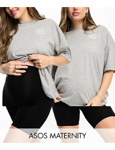 ASOS Maternity Pack de 2 pantalones cortos negros básicos estilo legging de ASOS DESIGN Maternity