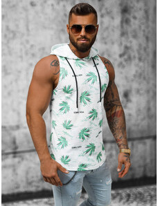 Camiseta sin mangas de hombre blanco-verde OZONEE O/BL306Z