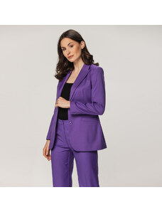 Willsoor Elegante chaqueta de traje para mujer en color púrpura con estampado liso 15189
