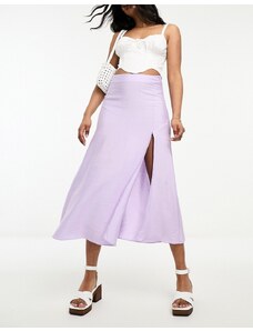 Minifalda lila con abertura lateral de Mango-Morado