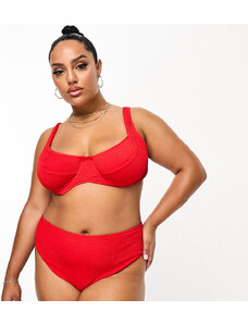 Pieces Plus Top de bikini rojo con aros exclusivo de Pieces Curve