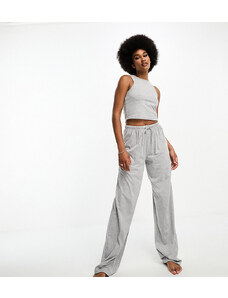 ASOS Tall Top de pijama gris jaspeado con pantalones de algodón Mix & Match de ASOS DESIGN Tall