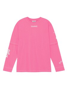 Ganni Light Jersey Layered Long Sleeve T-shirt - Camisetas