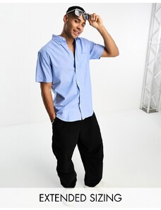 Camisa azul claro de manga corta de algodón y lino de GANT