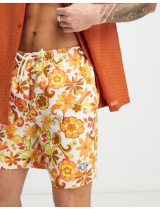 Shorts de baño multicolores con estampado floral de estilo años 60 de PacSun
