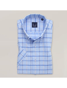 Willsoor Camisa Slim Fit Color Azul Claro Con Patrón De Cuadros Para Hombre 15325