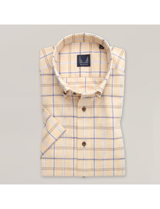 Willsoor Camisa Slim Fit Color Beige Con Patrón De Cuadros Para Hombre 15327