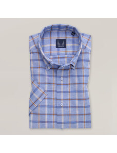 Willsoor Camisa Slim Fit Color Azul Con Patrón De Cuadros Para Hombre 15329