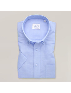 Willsoor Camisa clásica para hombre azul claro con estampado liso 15332