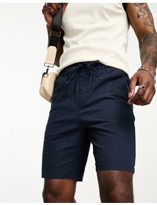 Pantalones cortos azul marino con cinturilla elástica de mezcla de lino de Only & Sons