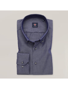 Willsoor Camisa Slim Fit Color Azul Gris Con Estampado Fino Para Hombre 15286