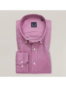 Willsoor Camisa clásica para hombre en color rosa con estampado geométrico 15298
