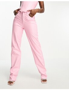 Pantalones rosas con estampado de piel de cocodrilo de pernera recta de tejido efecto cuero de Naked Wardrobe