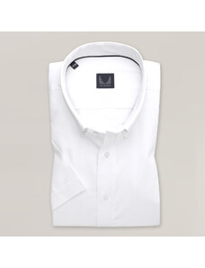 Willsoor Camisa clásica para hombre en color blanco con un sutil estampado de rayas 15343