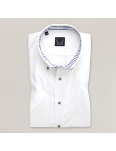Willsoor Camisa Slim Fit Color Blanco Con Estampado Liso y Elementos A Contraste Para Hombre 15348