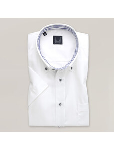 Willsoor Camisa clásica para hombre en color blanco con un estampado liso y elementos a contrastantes 15349