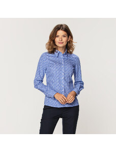 Willsoor Camisa clásica para mujer en color azul con estampado floral 15302