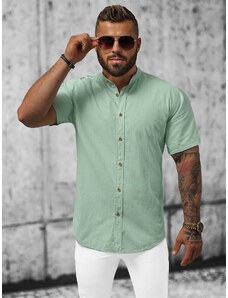 Camisa de hombre con manga corta verde claro OZONEE O/V48