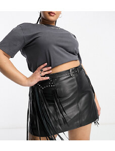 Falda negra de estilo wéstern de cuero auténtico de Urbancode Curve-Black