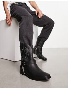 Koi Footwear Botas negras estilo wéstern con llamas grises Bronco de KOI-Negro
