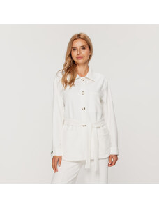 Willsoor Chaqueta de traje para mujer en color blanco con botón fijado15369