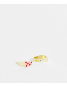 Pack de 2 anillos dorados tipo sello a cuadros de Madein.