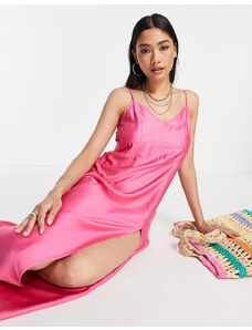 Vestido playero rosa veraniego de estilo lencero de satén de Iisla & Bird