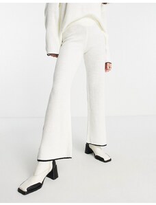 Pantalones blanco hielo de pernera ancha holgada con ribetes de canalé de M Lounge (parte de un conjunto)