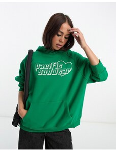 Sudadera holgada con capucha y estampado gráfico "Pacfic Sports" de PacSun-Verde