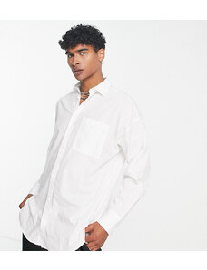 Camisa blanca extragrande con bolsillo de popelina de algodón de ADPT-Blanco