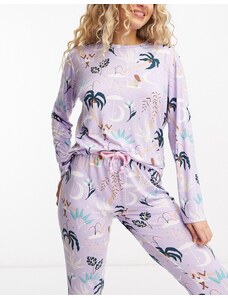 The Wellness Project Pijama largo lila con estampado de columpio de Wellness Project x Chelsea Peers-Morado