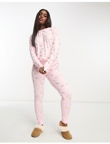 The Wellness Project Pijama largo rosa y dorado con estampado safari metalizado de Wellness Project x Chelsea Peers
