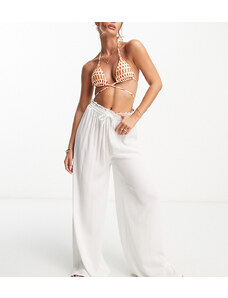Pantalones de playa blancos con cordón ajustable exclusivos de Iisla & Bird