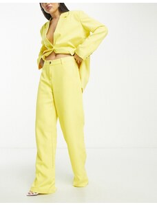 Pantalones de sastre amarillo neón de pernera ancha de Something New x Madeleine Pedersen (parte de un conjunto)
