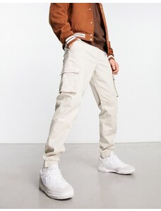 Pantalones color arena cargo con bajos ajustados de corte slim de Only & Sons-Beis neutro