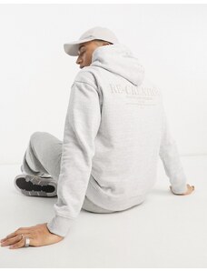 Sudadera gris jaspeado extragrande con capucha y estampado en la espalda "Re-creation" de Only & Sons-Beis neutro