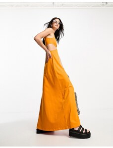 Vestido largo color mostaza con detalle de abertura de Only-Amarillo