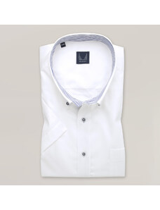 Willsoor Camisa clásica para hombre en color blanco con elementos a contrastantes 15375
